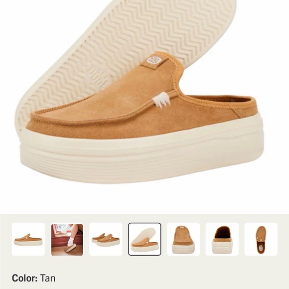 Hey Dude Shoes - Hey Dude Austin Lift Classic Tan Platform Mules Size 7